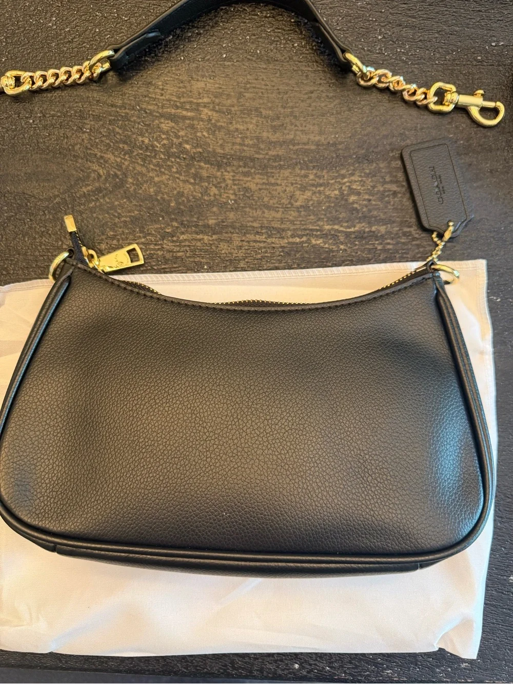 Coach Black Pebbled Leather Crossbody with Gold Hardware
